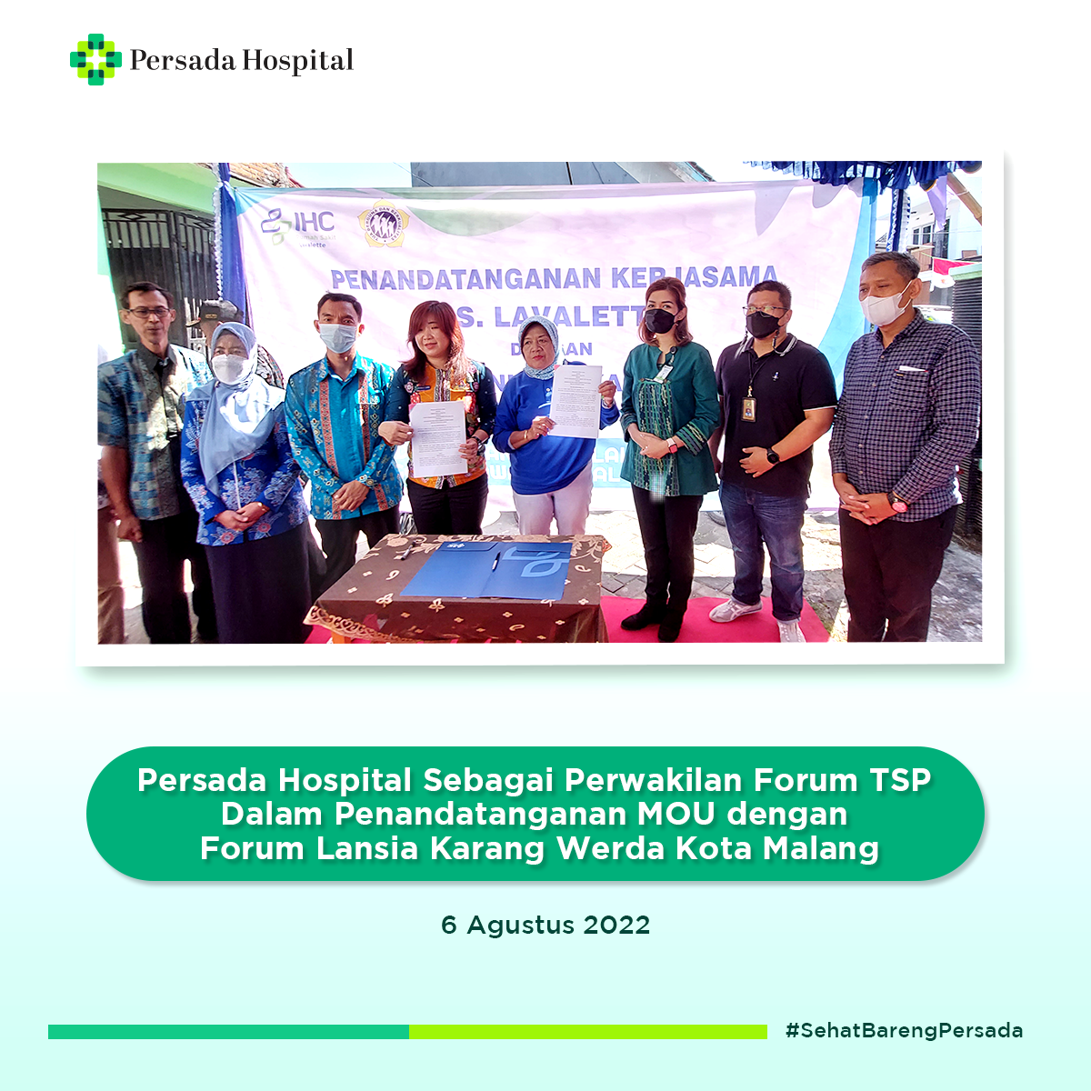Persada Hospital Sebagai Perwakilan Forum TSP Dalam Penandatanganan MOU Dengan Forum Lansia Karang Werda Kota Malang